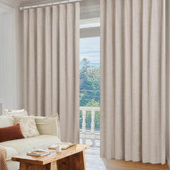 100% Blackout Pinch Pleat Curtains, Cream, 2 Panels