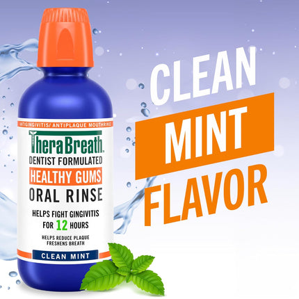 TheraBreath Healthy Gums Oral Rinse, Clean Mint, 16 fl oz, 2-Pack