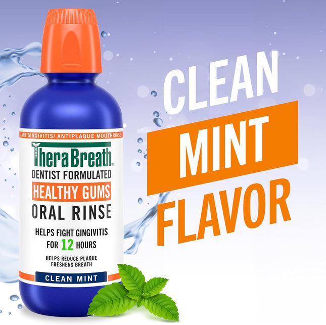 TheraBreath Healthy Gums Oral Rinse, Clean Mint, 16 fl oz, 2-Pack