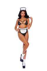 Flirty Maid Costume Set — Bra Top, G-String, Apron & Headpiece