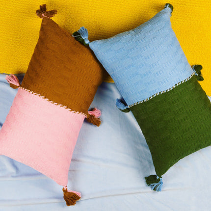 Antigua Pillow - Baby Pink and Umber Colorblocked