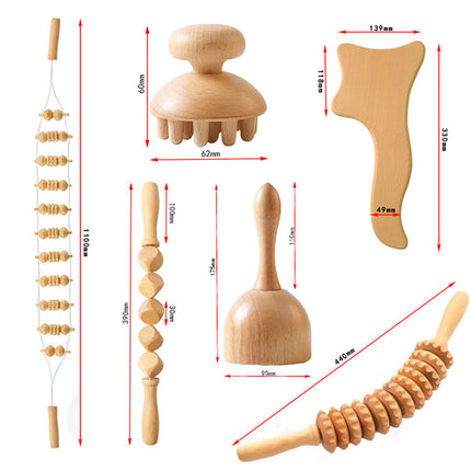 Beech Wood Therapy Massage Set | Gua Sha Scraping Cup & Meridian Roller