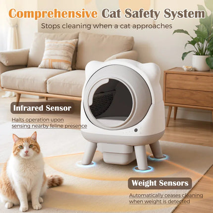 Smart Self-Cleaning Automatic Cat Litter Box with App Control & Health Tracking