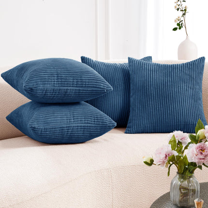 Corduroy Throw Pillow Covers, Cream White, 4PCS