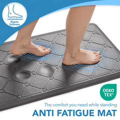 Cushioned Anti-Fatigue Kitchen Mat, 17x28 Inch, Grey