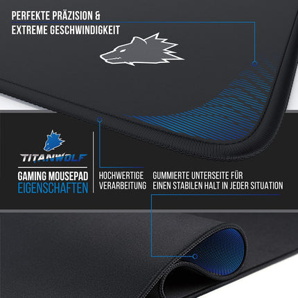 Titanwolf XXL Speed Gaming Mouse Pad — 900x400mm, Non-Slip
