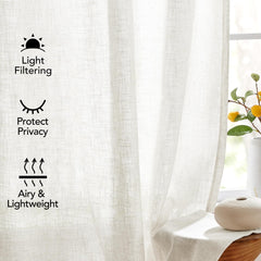 Light Filtering Linen Drapes, Back Tab & Rod Pocket