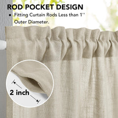 Natural Farmhouse Cafe Tier Curtains, 2 Panels