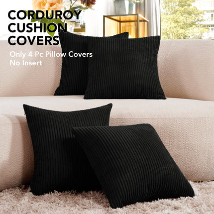 Corduroy Throw Pillow Covers, Cream White, 4PCS