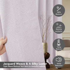 Pink Jacquard Blackout Curtains, 52x63 Inch
