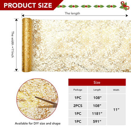 Sequin Glitter Table Runner, 2PCS, 9FT, Gold
