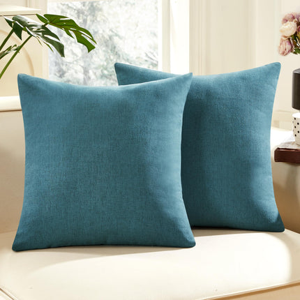 Faux Linen Pillow Covers, 16x16 Inch, Creamy White, 2PCS