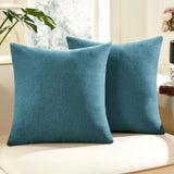 Faux Linen Pillow Covers, 16x16 Inch, Creamy White, 2PCS