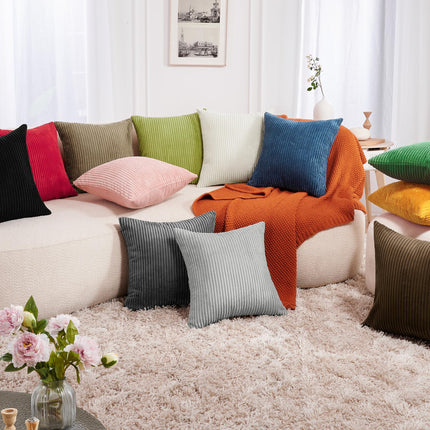 Corduroy Throw Pillow Covers, Cream White, 4PCS