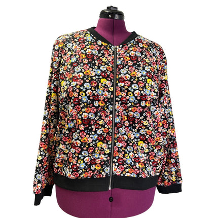 Shein Womens Plus Size Floral Full Zip Lightweight Jacket — Pre-Owned, Size 3X