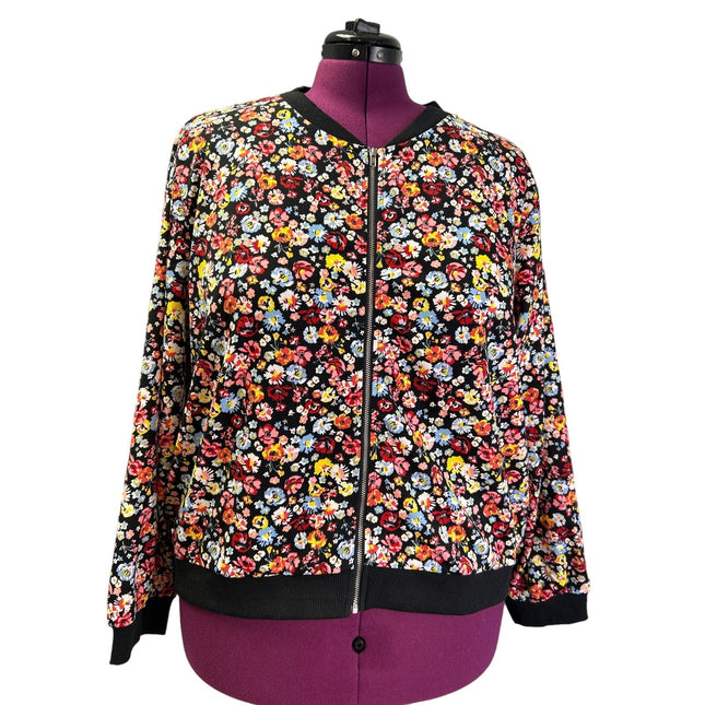Shein Womens Plus Size Floral Full Zip Lightweight Jacket — Pre-Owned, Size 3X