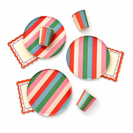 Vibrant Striped Tableware Party Pack for 12