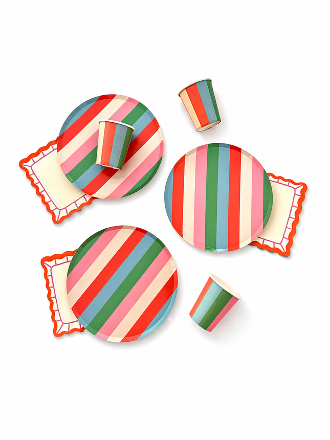 Vibrant Striped Tableware Party Pack for 12