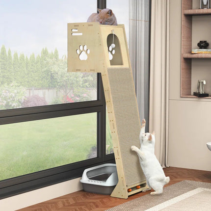 Luxury Wall-Mounted Cat Climbing Tower with Scratching Mat & Perch – Max & Rex Approved