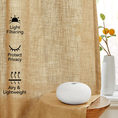 Light Filtering Linen Drapes, Back Tab & Rod Pocket