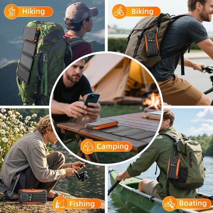 SolarMax Foldable Solar Power Bank | 20000mAh Fast Charge, Wireless & Built-In Cables