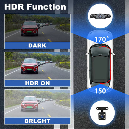 FullScope 4-Way Dash Cam | 1080P Full HD 360° Coverage with Night Vision & 64GB SD Card