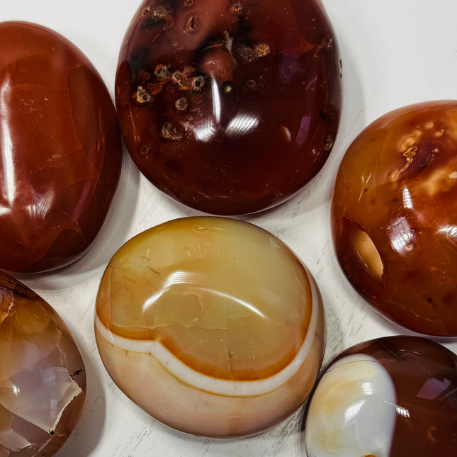5 LB Carnelian Agate Palm Stone / Worry Stone Lot – Polished Assortment (No Selection)