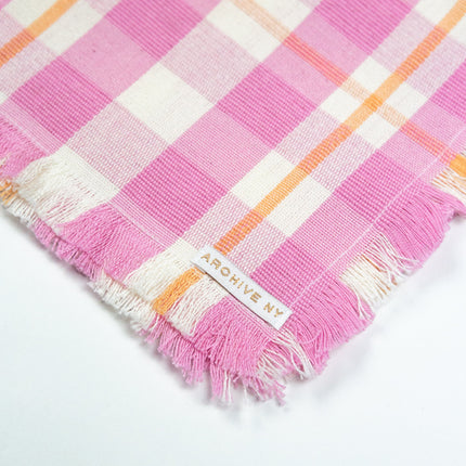Backordered: Abigail Plaid Party Napkin in Bubblegum and Peach