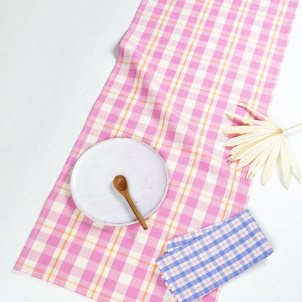 Abigail Plaid Runner in Bubblegum and Peach