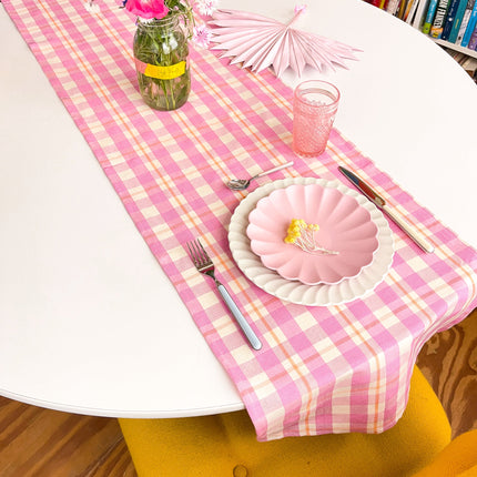 Abigail Plaid Runner in Bubblegum and Peach