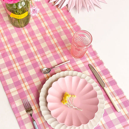 Abigail Plaid Runner in Bubblegum and Peach