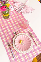Abigail Plaid Runner in Bubblegum and Peach