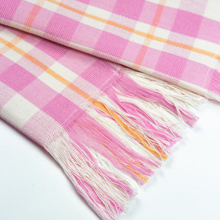Abigail Plaid Kitchen Towel in Bubblegum and Peach