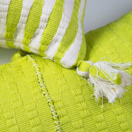 Antigua Pillow - Lemon Lime + Ivory Stripe