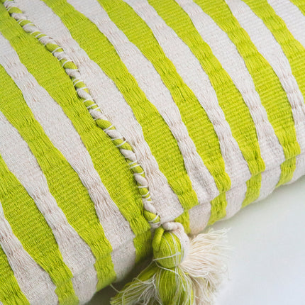 Antigua Pillow - Lemon Lime + Ivory Stripe