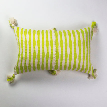 Antigua Pillow - Lemon Lime + Ivory Stripe