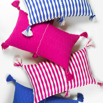 Antigua Pillow - Medium Blue / Fuchsia