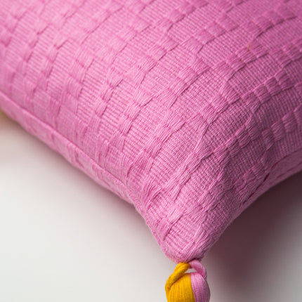 Antigua Pillow - Colorblocked Pink and Orange / Jade Green
