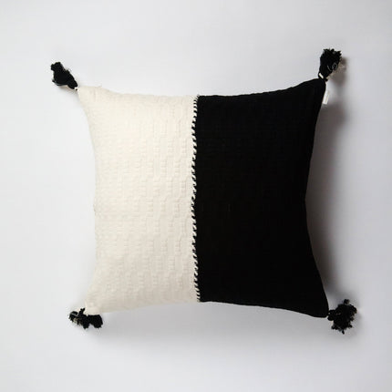 Antigua Pillow - Black &amp; Natural White Colorblocked