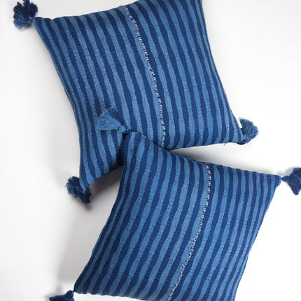 Antigua Pillow - Natural Indigo