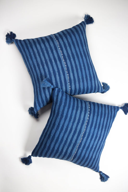 Antigua Pillow - Natural Indigo