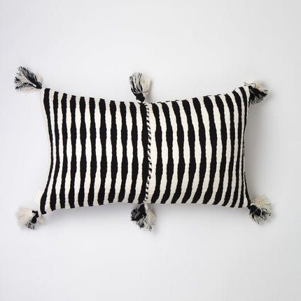 Antigua Pillow - Black and Natural Ivory