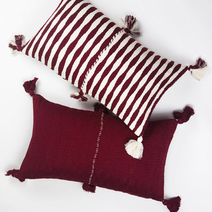 Antigua Pillow - Burgundy Stripe