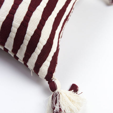 Antigua Pillow - Burgundy Stripe