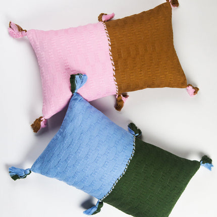 Antigua Pillow - Baby Pink and Umber Colorblocked
