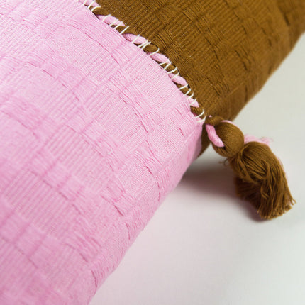 Antigua Pillow - Baby Pink and Umber Colorblocked