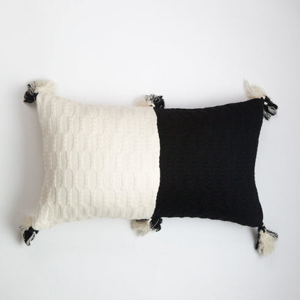 Antigua Pillow - Black &amp; Natural White Colorblocked