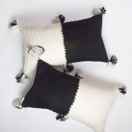 Antigua Pillow - Black &amp; Natural White Colorblocked