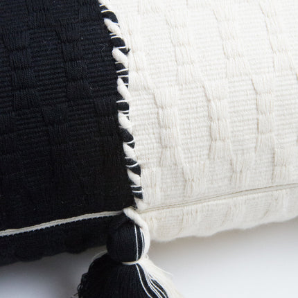 Antigua Pillow - Black &amp; Natural White Colorblocked