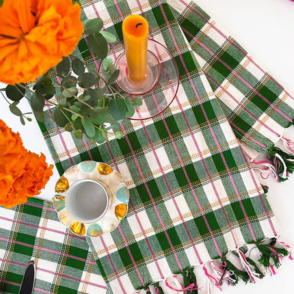 San Andres Gingham Forest & White Kitchen Towel